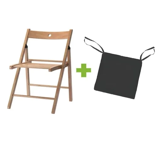Коричневий складний стілець із чорною подушкою