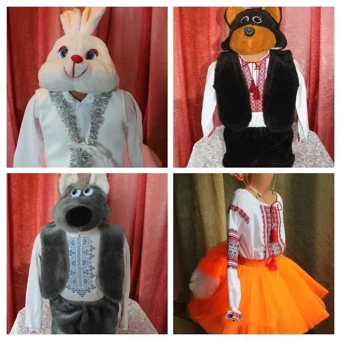 Костюм вовка, ведмедя, зайчика, лисички, пташки