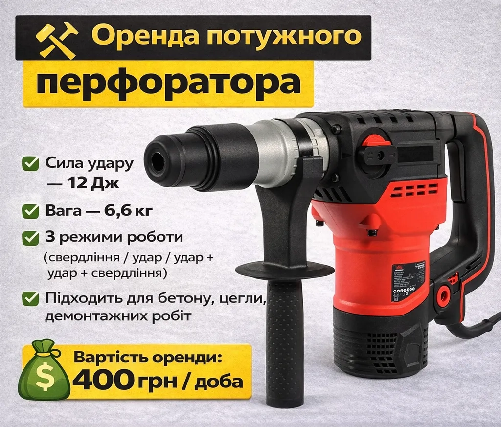 Перфоратор у користування. Потужний удар
