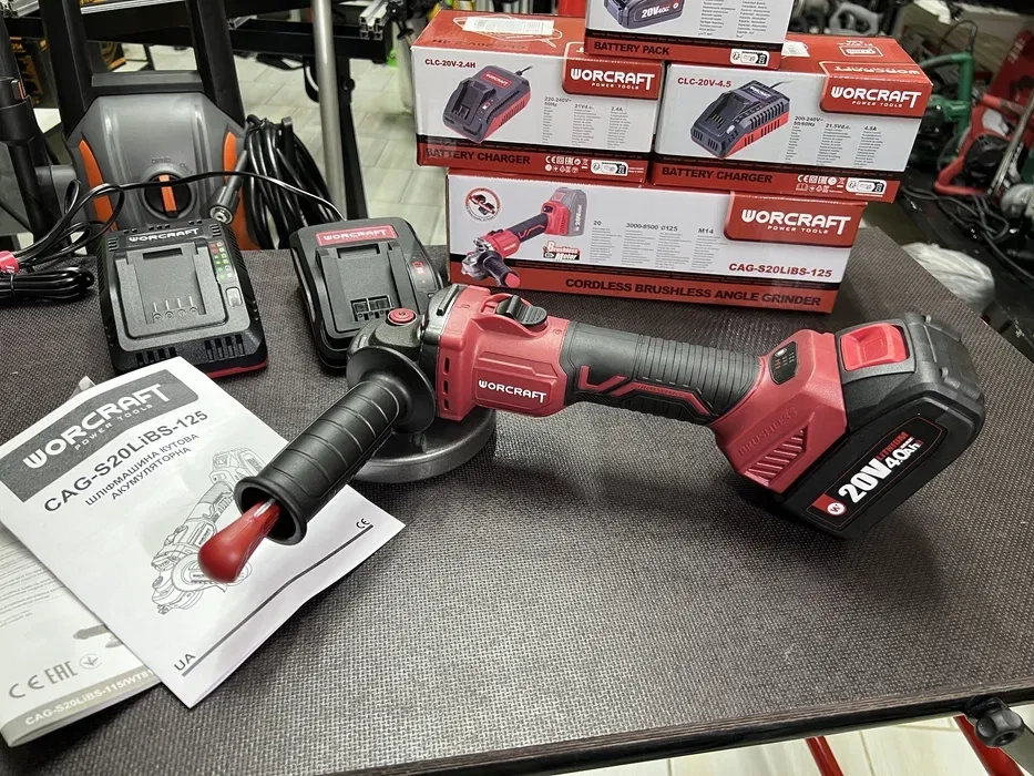 Акумуляторна безщіткова болгарка WORCRAFT CAG-S20LiBS-125