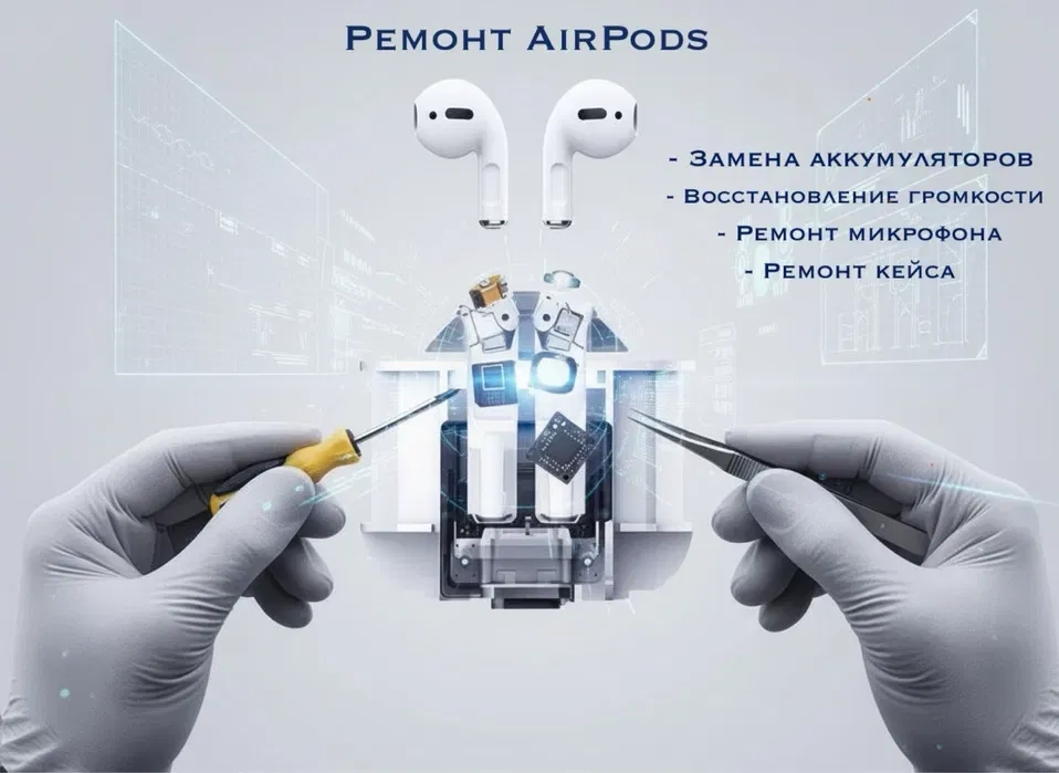 Ремонт Airpods 1, 2, 3, 4, PRO 1, PRO 2 . Відновлення гучності, заміни акумулятора, динаміка, мікрофона та сіточок.