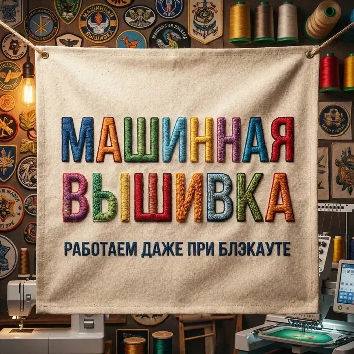 Вышивка на промышленной 10ти головой вышивальной машине. 5 грн 1000 стежков