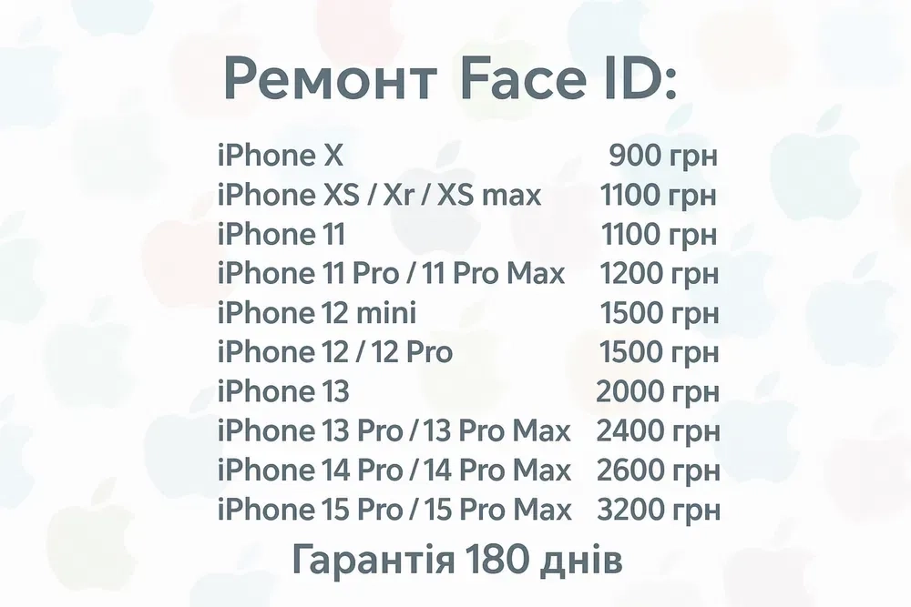 Face ID ремонт iPhone 15 / Pro Max / 14 / 13 / 12 / 11 / Xs / Xr / X