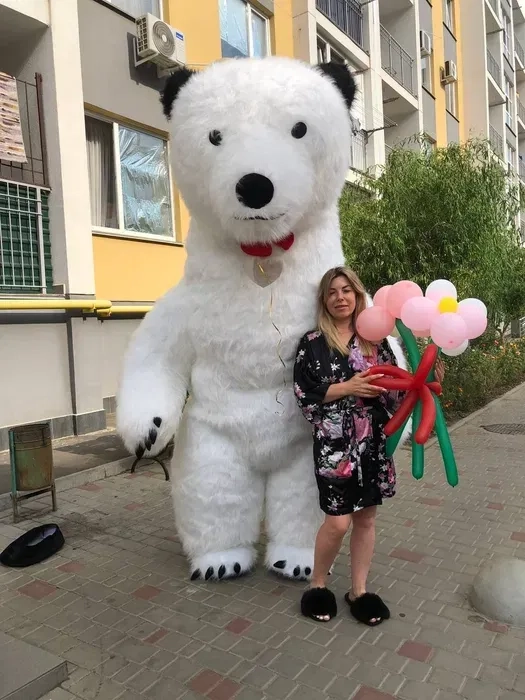 Ведмедик , Панда аніматор, замовити білий ведмедик на день народження