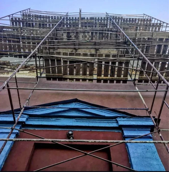 Монтаж будівельних риштувань. Сборка лесов. Строительные леса