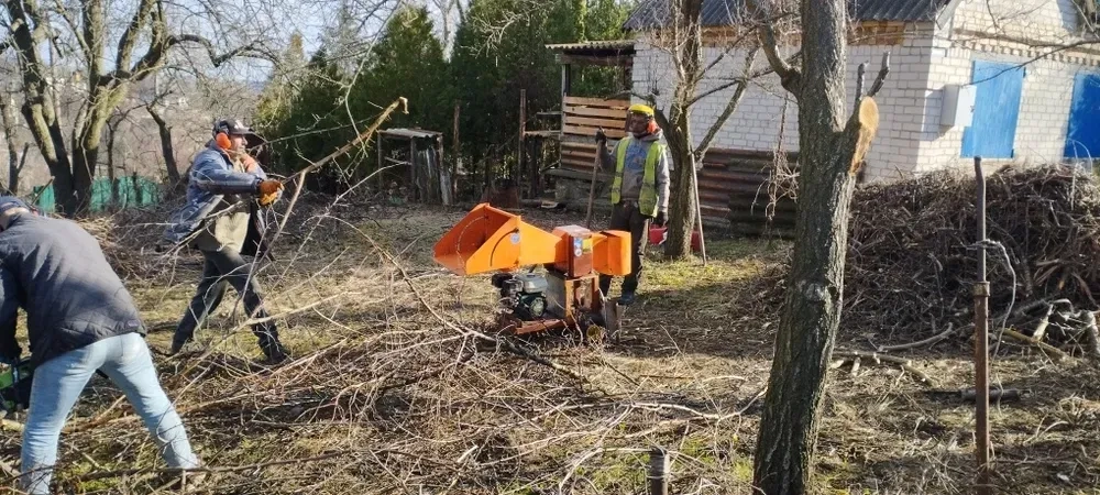 Дроблення гілок, подрібнення, прибирання ділянки, спил дерев, вивіз гілок