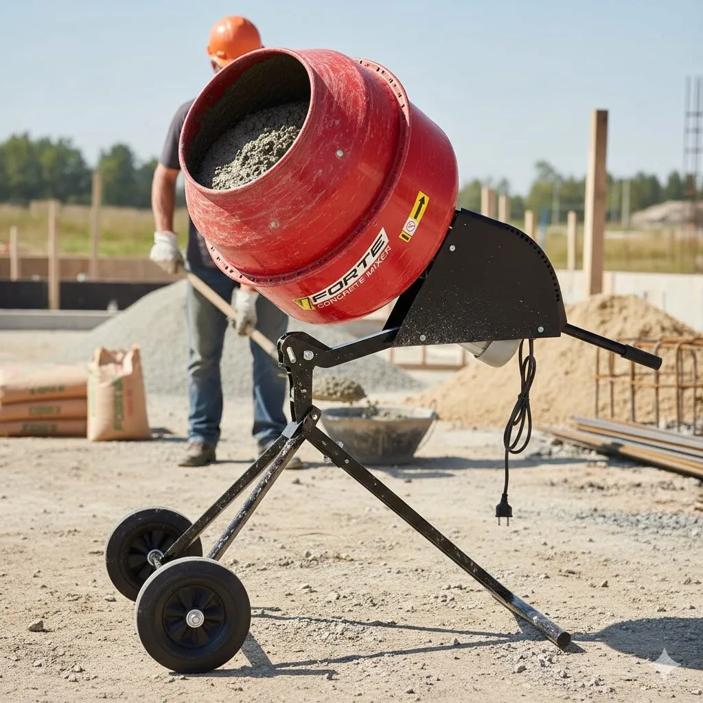 Бетонозмішувач Forte EW4150. Приготування ідеальних бетонних сумішей