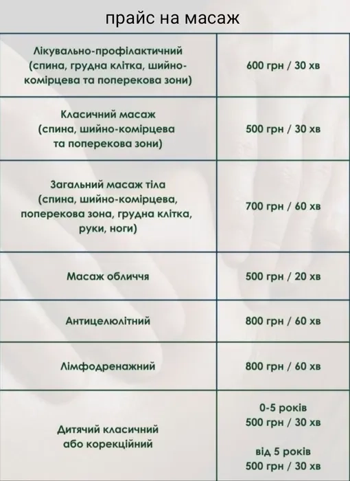 Професійний лікувальний масаж .Кропивницький