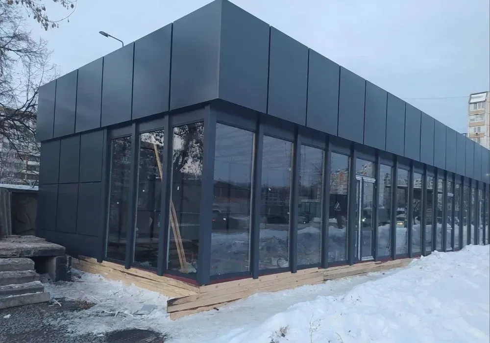 Виробництво торгових та офісних павільйонів, - виготовлення на замовлення.