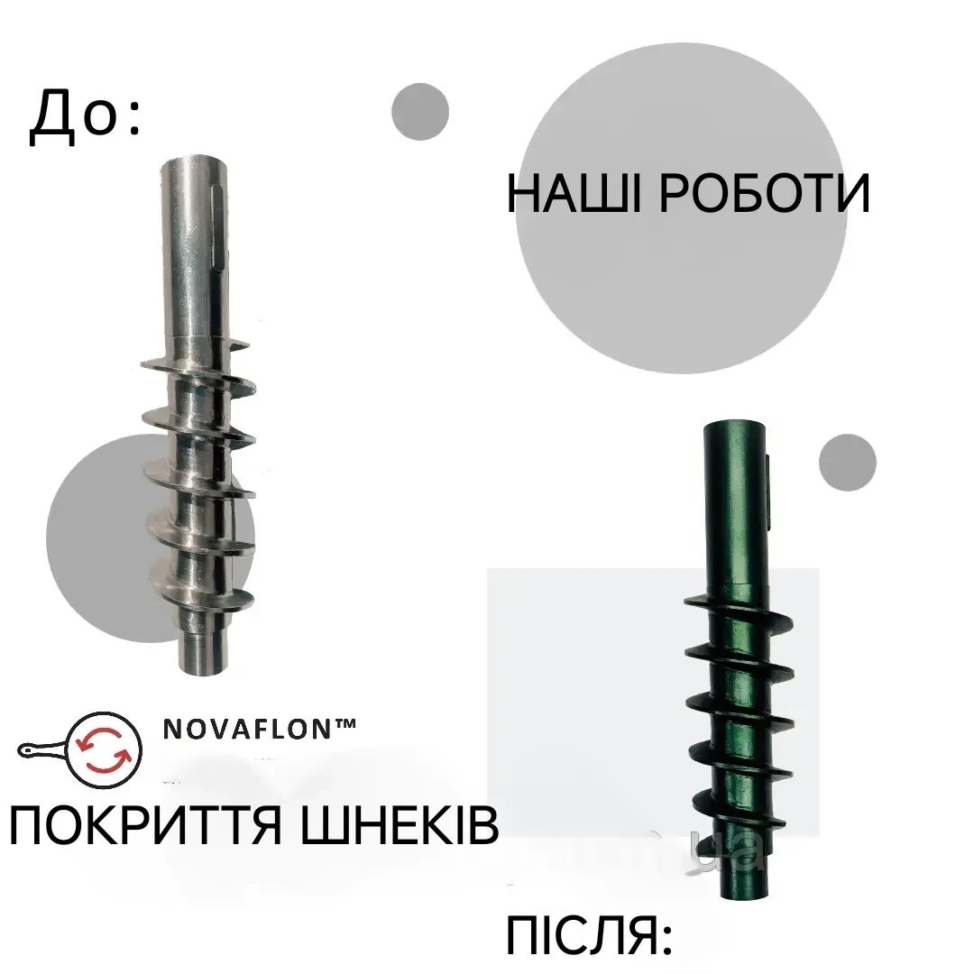 Тефлонування шнеків, валів для розкочування тіста, конусів тістоокруглювача