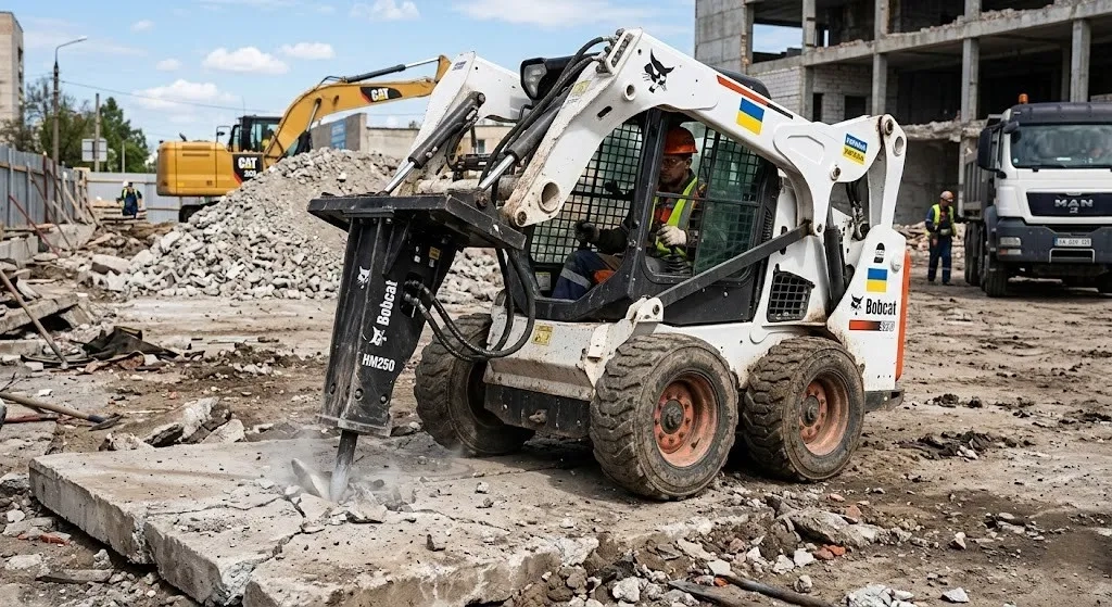 Гідромолот на міні-навантажувачі