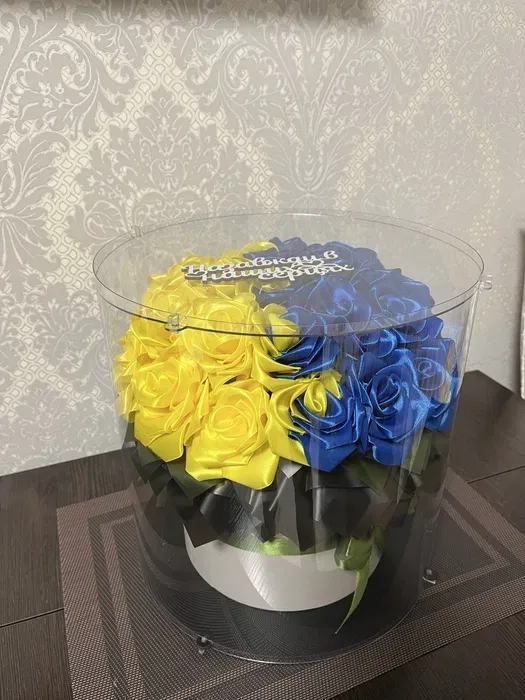 Памʼятний букет з атласної стрічки. Букет "вічна пам'ять".