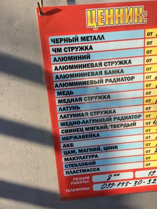 Металлолом!!!МЕДЬ 385!!Черный за 1 Т от7.000 !САМОВЫВОЗ !НОВАЯ ПОЧТА!!