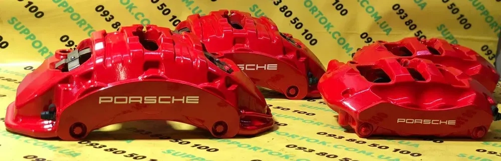 Професійне фарбування супортів з логотипом brembo porsche tesla