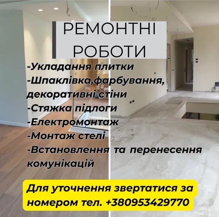 Професійні ремонтні роботи будь-якої складності: швидко та надійно!