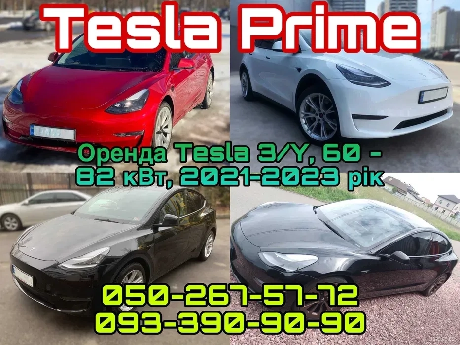 Tesla Model 3 та Model Y, 60-82 кВт. Київ/Київ область.