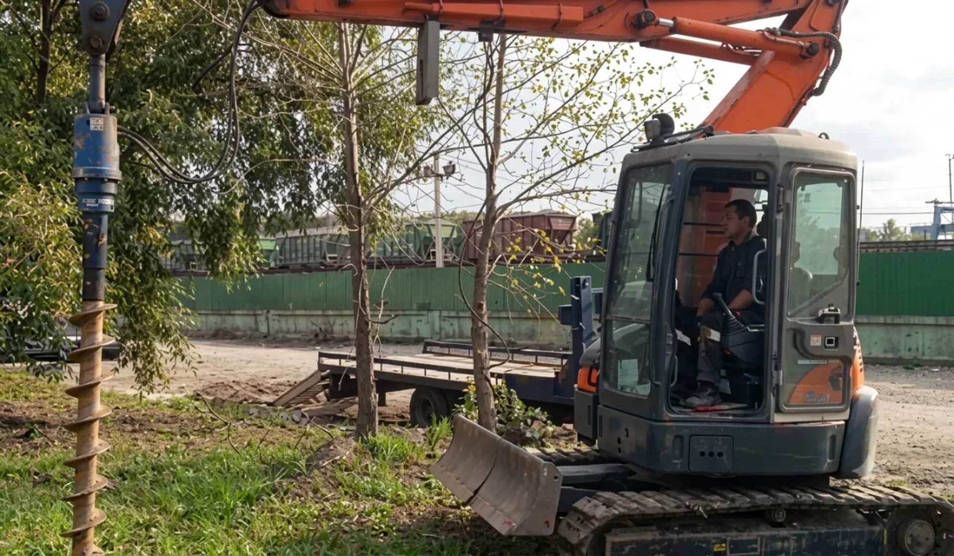 Ямобур на базі екскаватора Hitachi