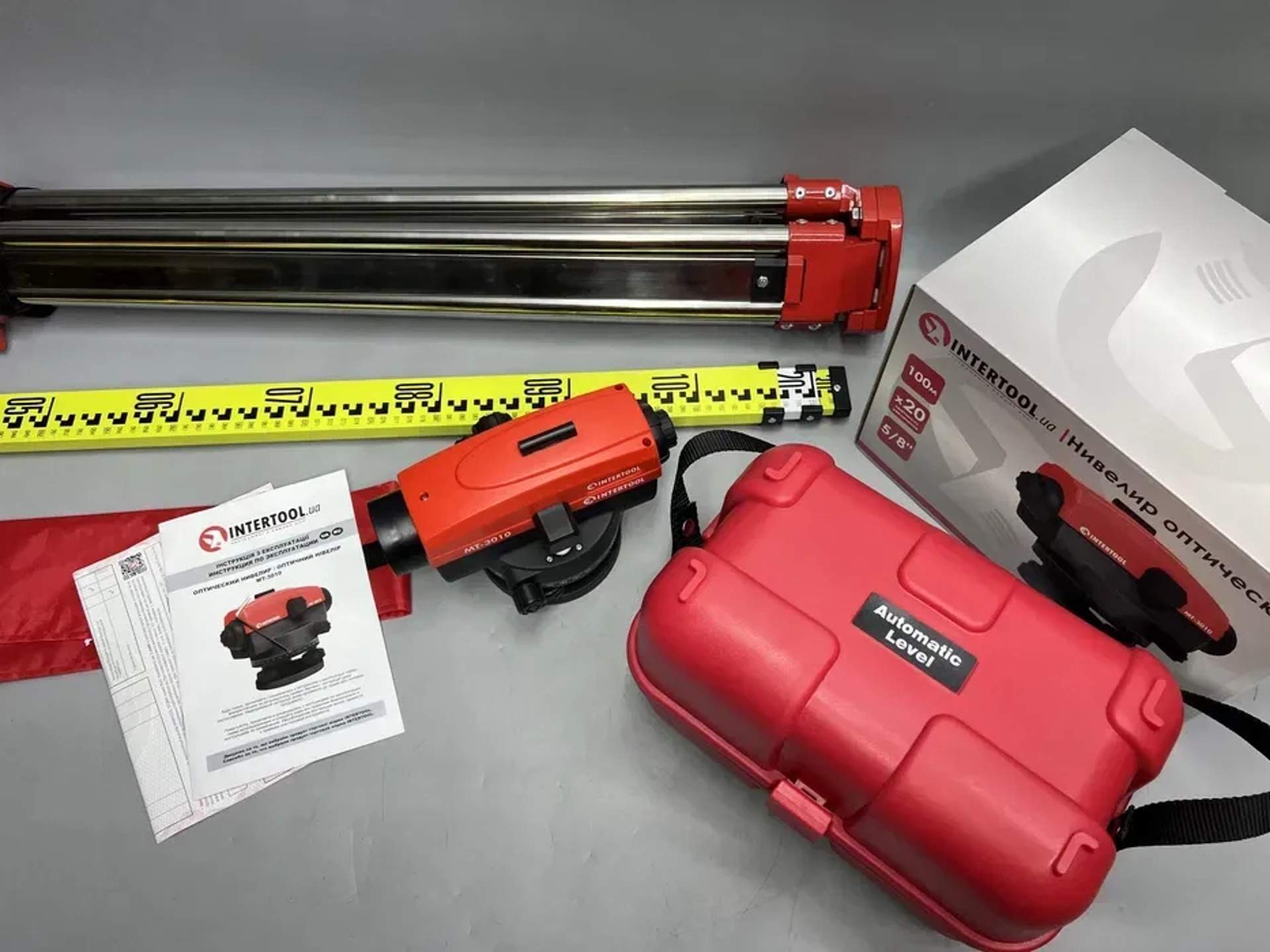 Оптический нивелир INTERTOOL MT-3010 + комплект Рейка Штатив До 100 м