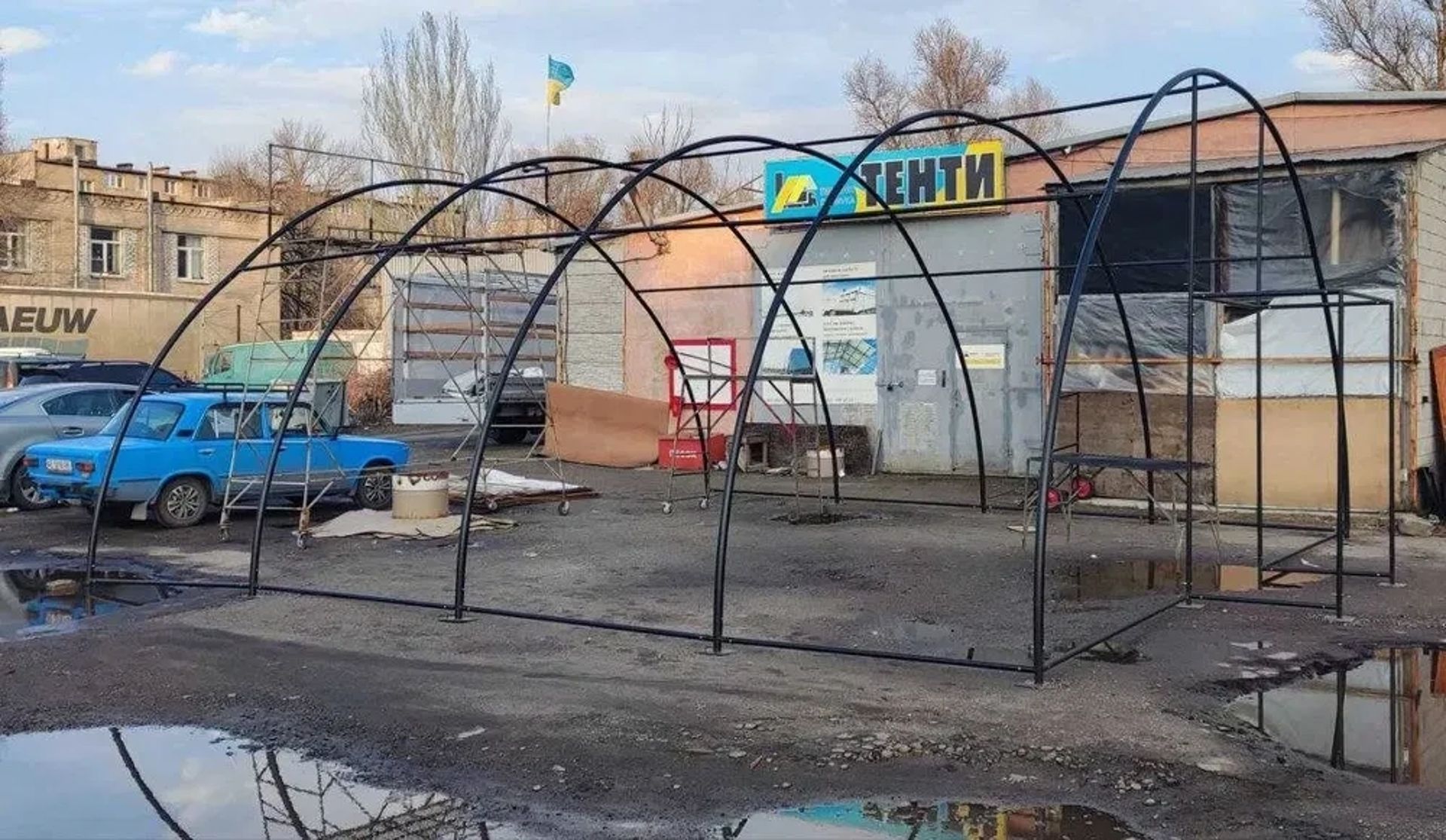 Тентовий арочний намет 16*8*4 метри, ангар, теплиця, склад