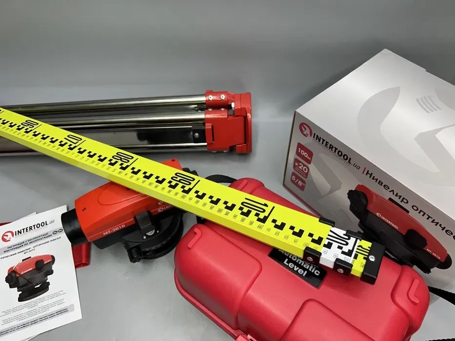 Оптический нивелир INTERTOOL MT-3010 + комплект Рейка Штатив До 100 м