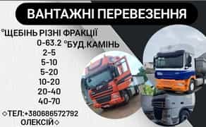 Швидка доставка сипучих матеріалів (щебінь, пісок, відсів) самоскидами до 35 тонн