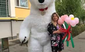 Ведмедик , Панда аніматор, замовити білий ведмедик на день народження