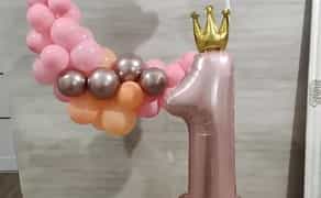 Фотозона, кульки, цифри, одиничка, рочок, хрестини, шаріки