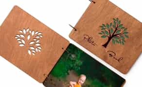 Фотоальбом з дерева | Фотобук з вашими фото. "дерево з листям"