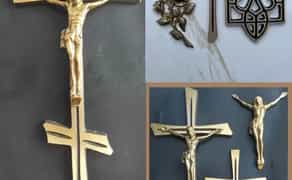 Хрести розп'яття,квіти латунні на пам'ятник декор фурнітура
