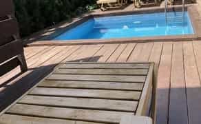 Баня на дровах із теплим басейном та джакузі. Вуличний басейн, мангал, затишна альтанка