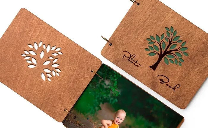 Фотоальбом з дерева | Фотобук з вашими фото. "дерево з листям"
