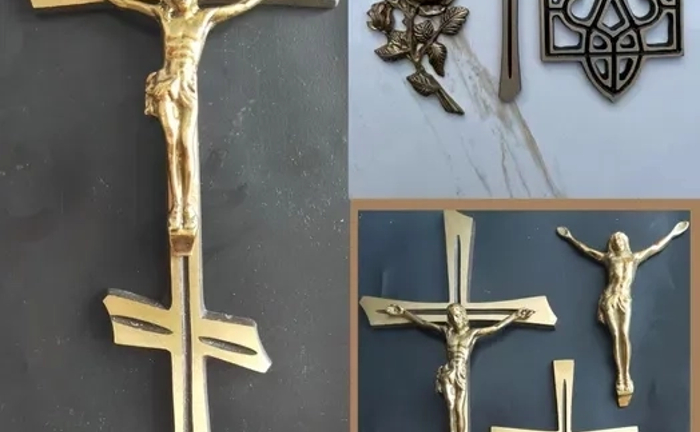 Хрести розп'яття,квіти латунні на пам'ятник декор фурнітура Хрести розп'яття,квіти латунні на пам'ятник декор фурнітура