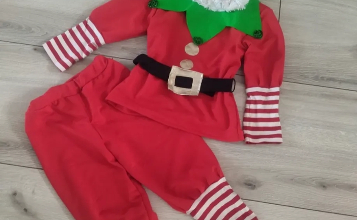 Костюм гномика новорічний, червоно зелений, на 3-4 роки Костюм гномика новорічний, червоно зелений, на 3-4 роки