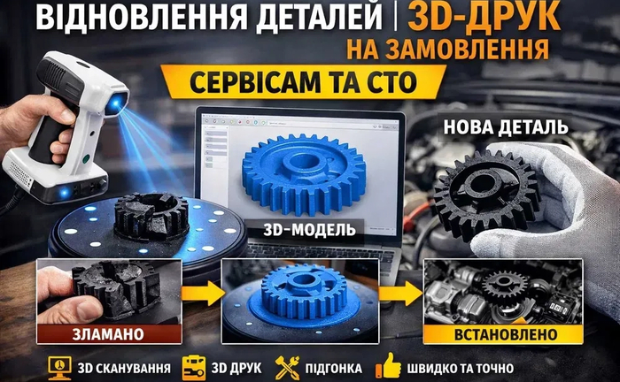 Відновлення зламаних деталей | 3D-друк для сервісів та СТО