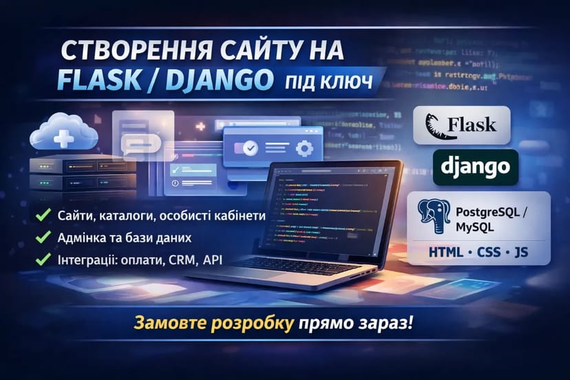 Створення сайту на Flask або Django під ключ (індивідуальні потреби)