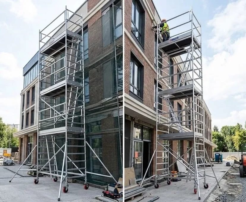 Алюмінієва вишка-тура на колесах вузька 10м