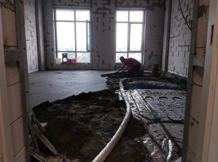 Машинная стяжка пола, выравнивание пола, полусухая стяжка, заливка пола. 200 грн/кв.м работа