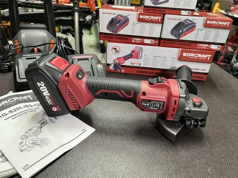 Акумуляторна безщіткова болгарка WORCRAFT CAG-S20LiBS-125