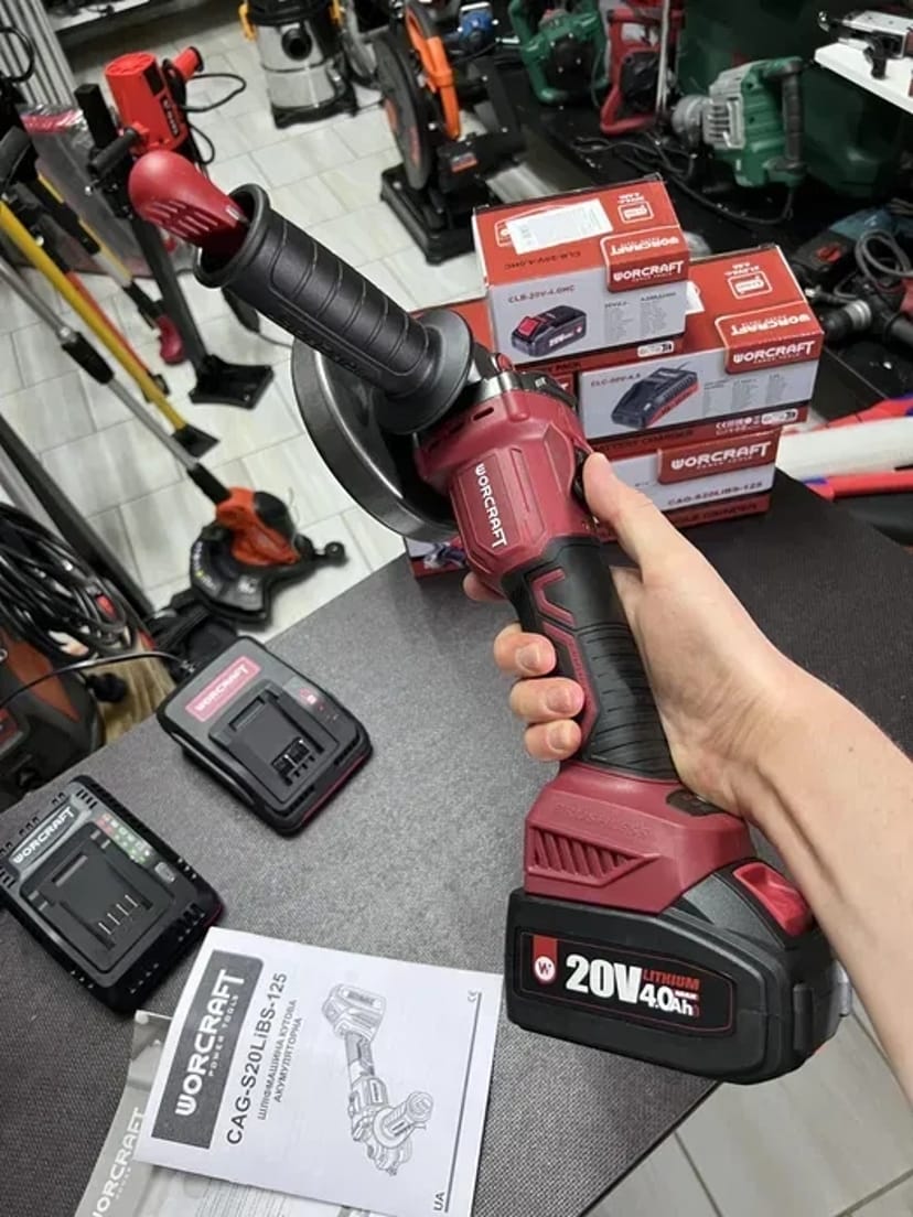 Акумуляторна безщіткова болгарка WORCRAFT CAG-S20LiBS-125