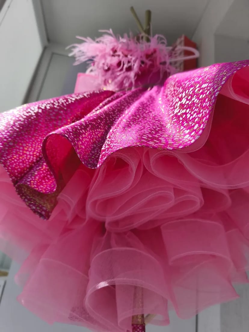 Рожева сукня барбі з пір'ям