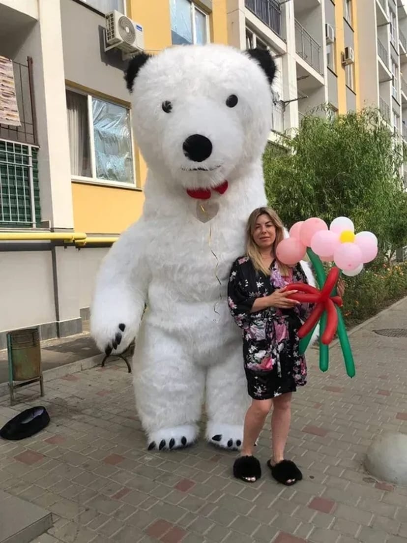 Ведмедик , Панда аніматор, замовити білий ведмедик на день народження