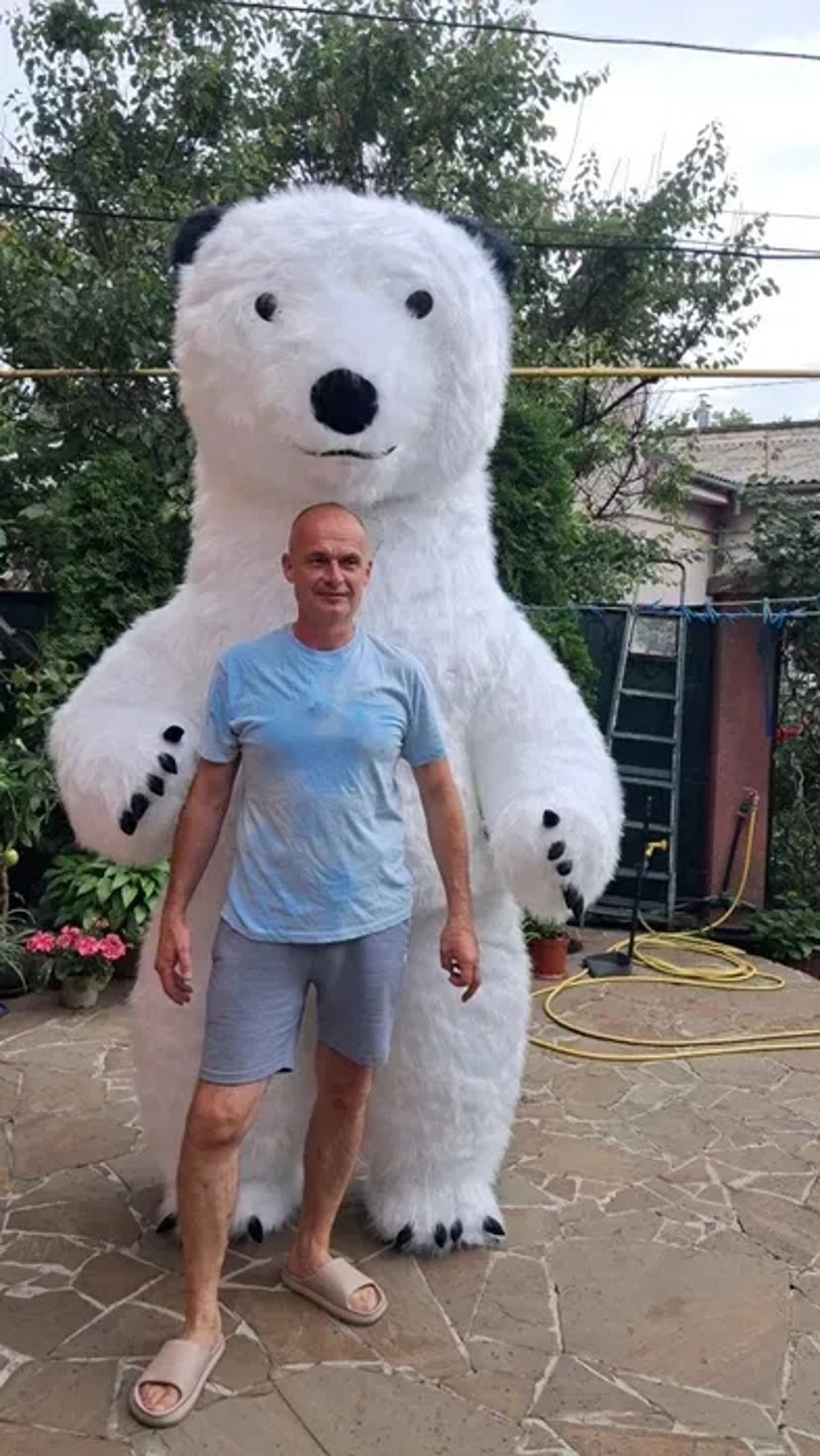 Ведмедик , Панда аніматор, замовити білий ведмедик на день народження