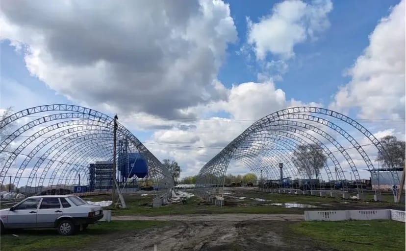 Ангари арочні.Арки 15м,18м ширина-в наявності.Нові.Ціни виробника. Полукруглі ангари.Склади.