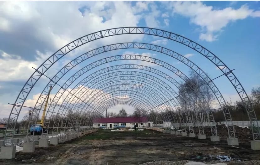 Ангари арочні.Арки 15м,18м ширина-в наявності.Нові.Ціни виробника. Полукруглі ангари.Склади.