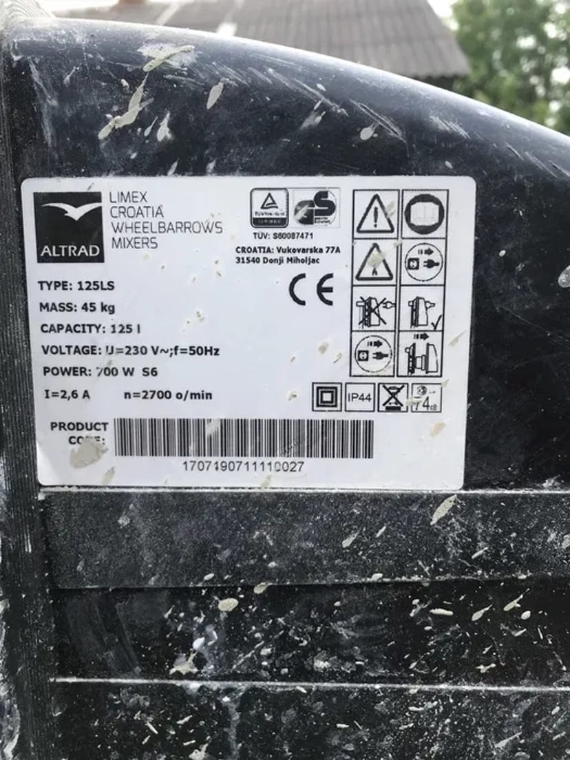 Бетономішалка Vitals гравітаційного типу на 125 літрів