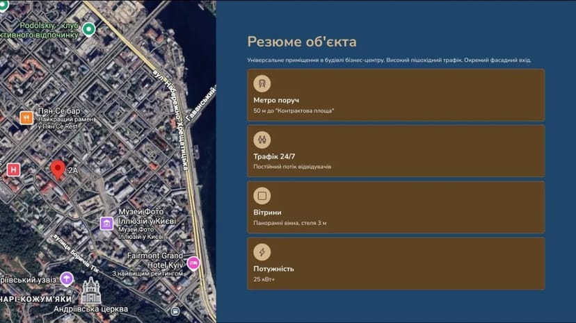Фасадне приміщення 190 м2 на Контрактовій площі