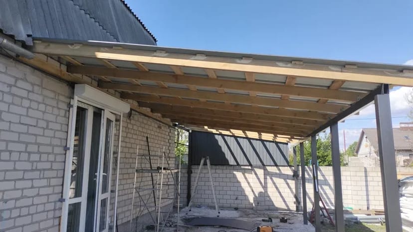 Установка 3Д секционный Забора ворот навес из профнастила