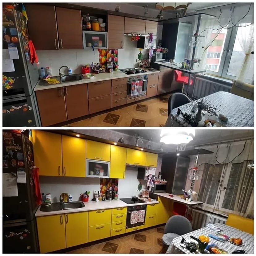 Фарбування МДФ фасадів, реставрація плівочних кухонь