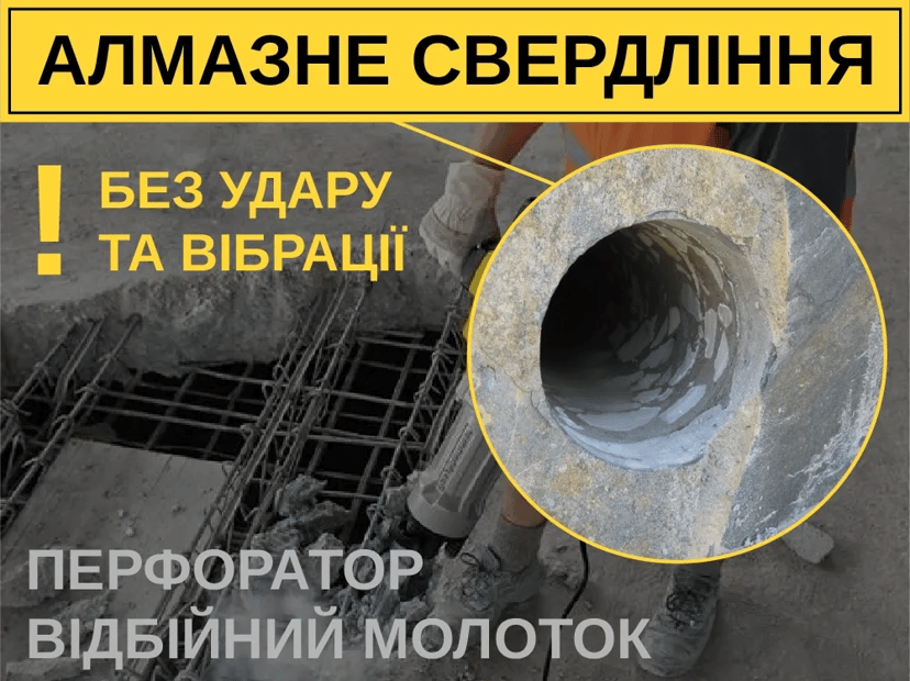 Алмазне Буріння Отворів. Різка Бетону