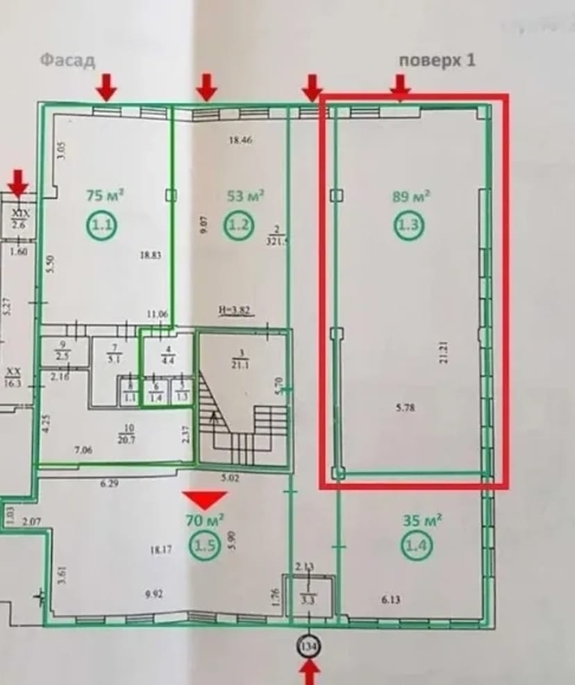 Фасадне приміщення 89 м2 в Святошинському районі